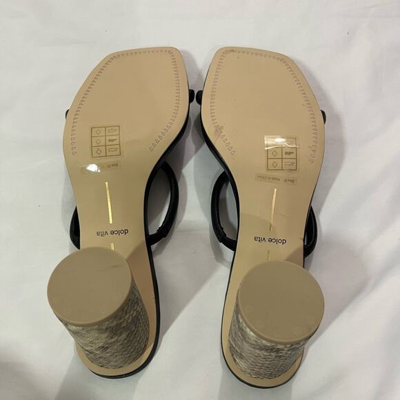 Dolce Vita Noles Black Leather High Heels Slip on Open Toe Snake Print Size 10 - Picture 11 of 11